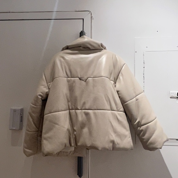 Nanushka Vegan Hide Puffer Jacket in Creme - Picture 2 of 3